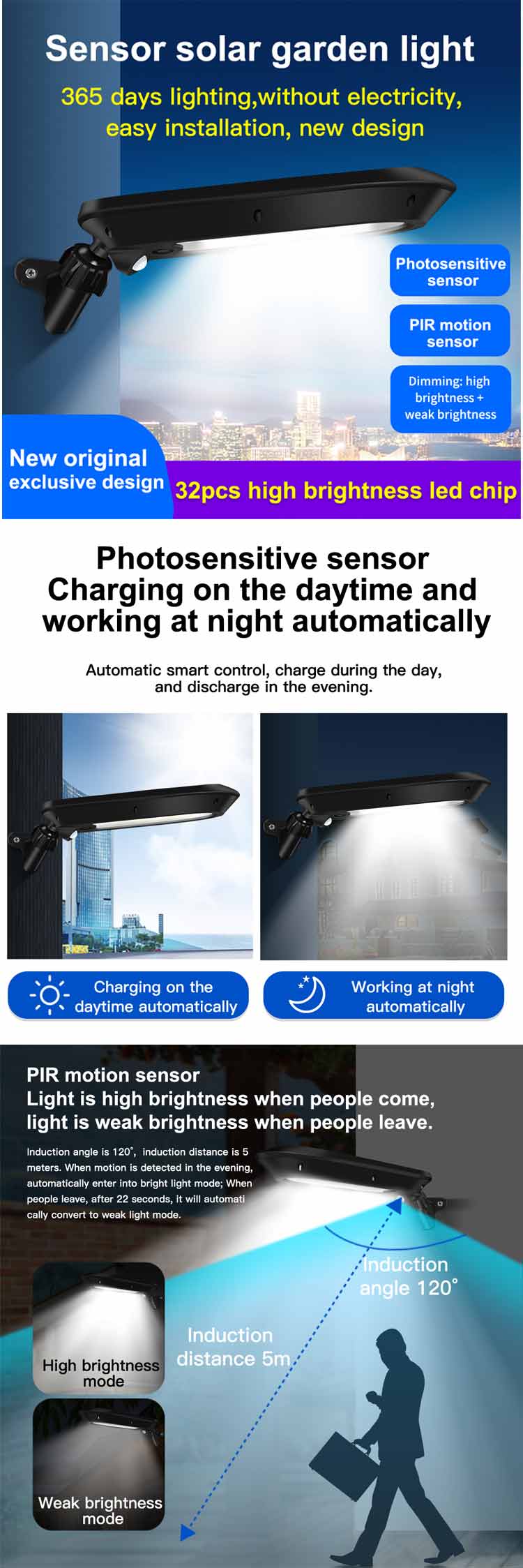 sensor solar garden lights