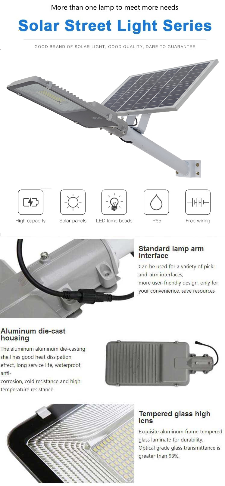 Led solar panel street light 100w